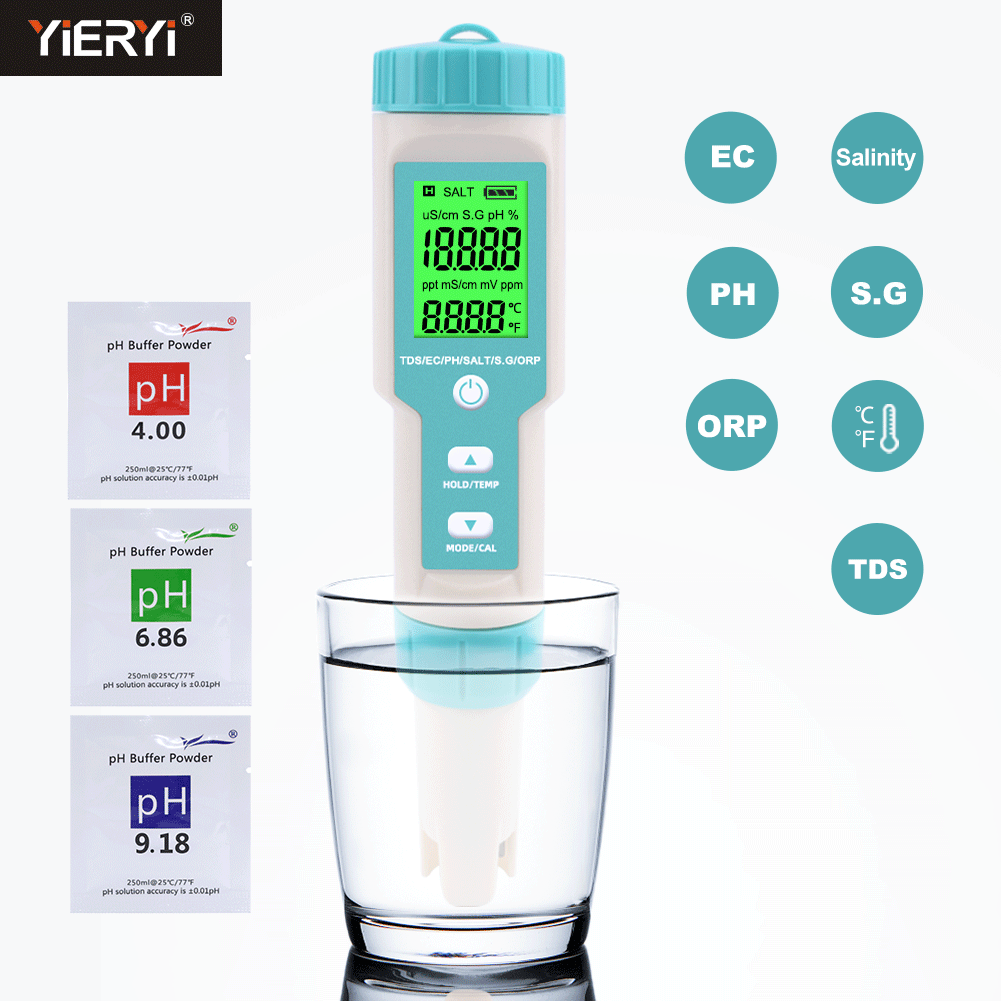 Ph Meter Digital Water Tester - New 7 in 1 PH/TDS/EC/ORP/Salinity /S.