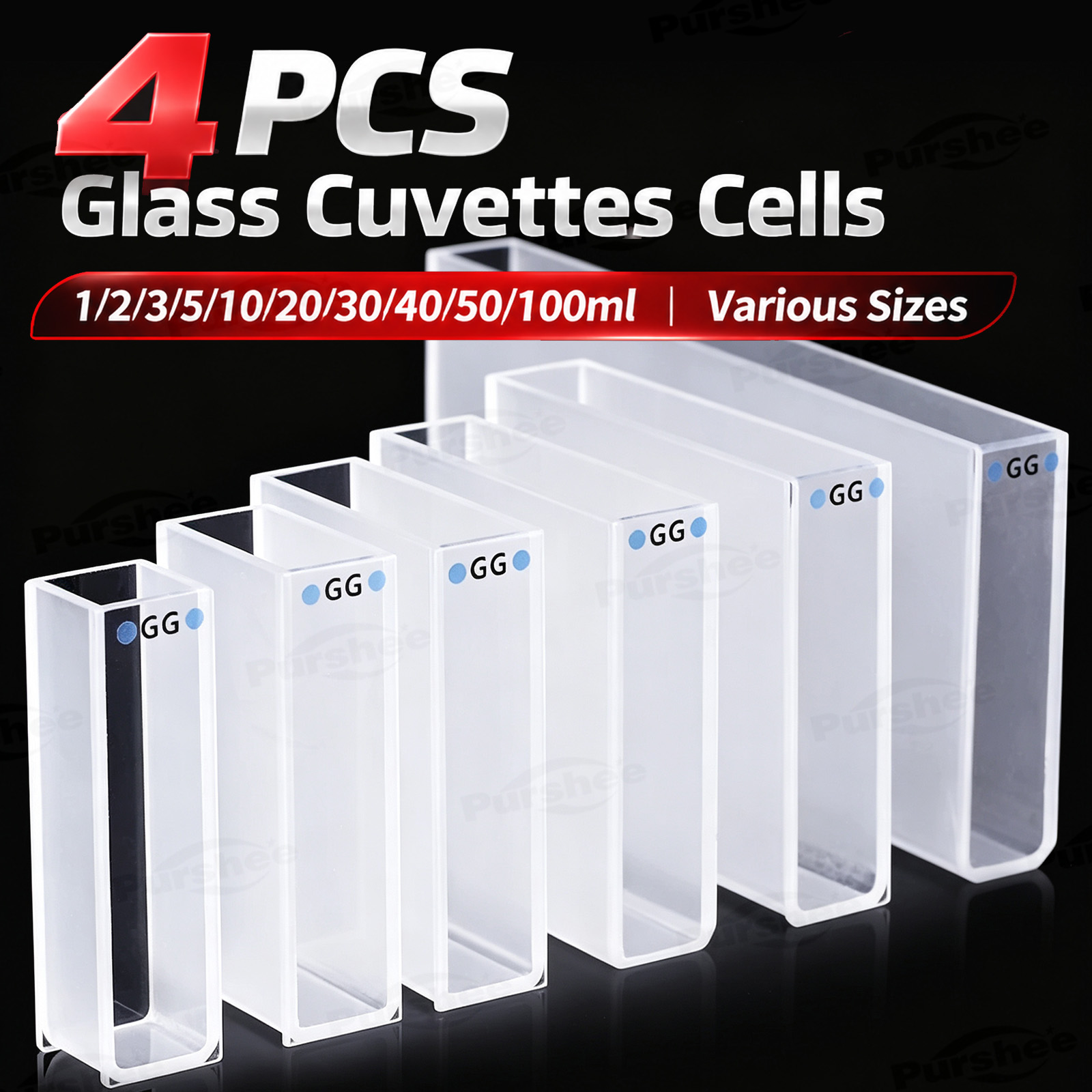 4 PCS Glass Cuvettes Cells 1/2 - огляд і ціна Lab Equipment