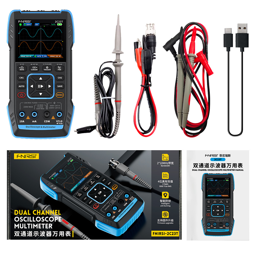 2C23T 3-in-1 Digital Oscillosc - огляд і ціна Fnirsi Digital Oscilloscope Handheld